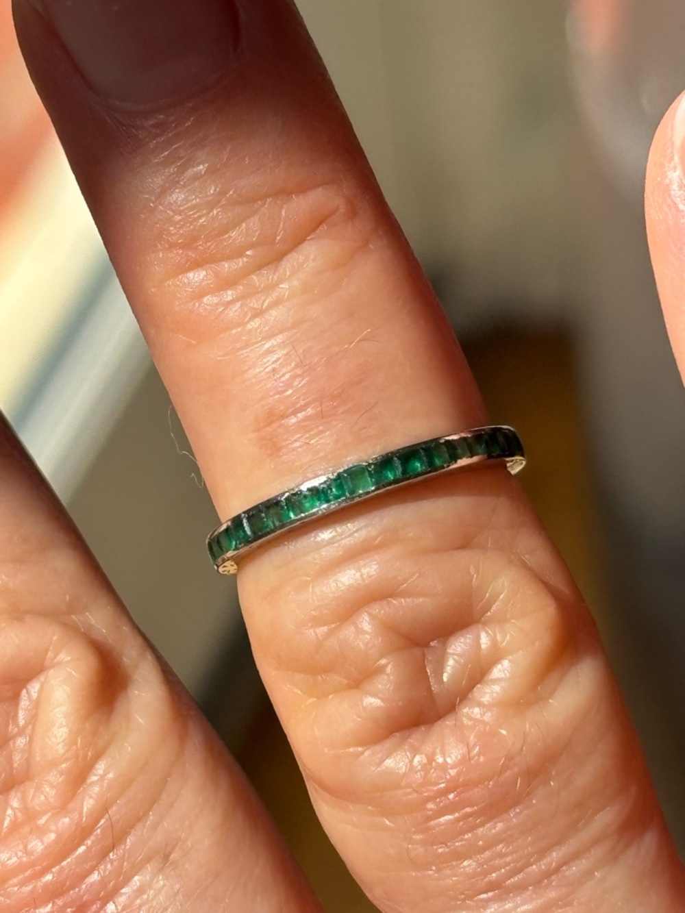 Emerald Green Channel-Set Full Eternity Band Ring 2.1mm Size 5.5